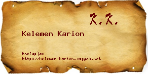 Kelemen Karion névjegykártya